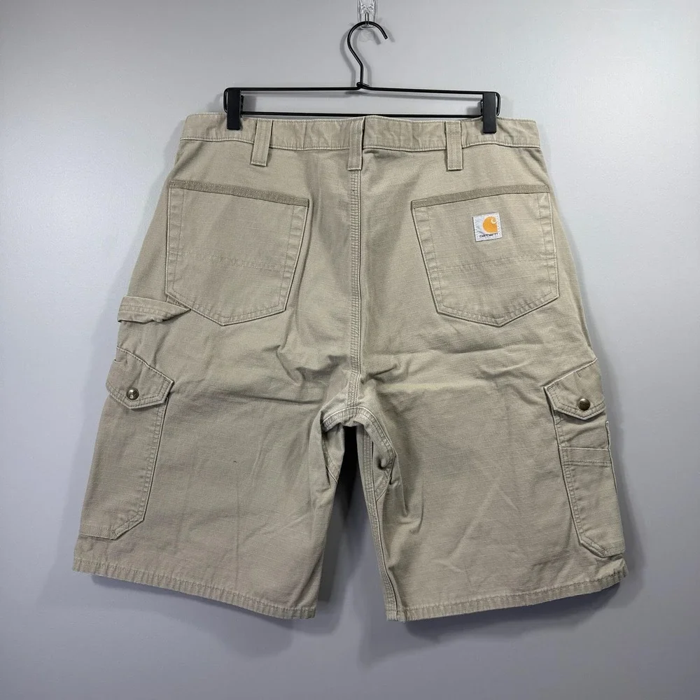 Carhartt Cargo Shorts Mens 38 Beige Canvas Workwear Relaxed Fit Utility Pockets